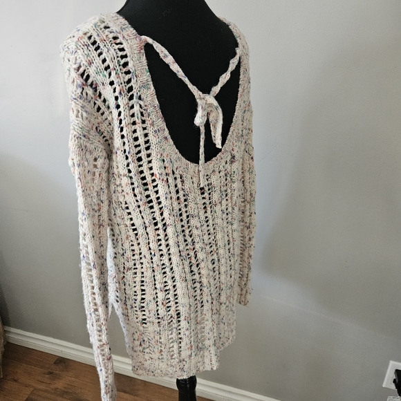 American Eagle Outfitters women's LG crochet cable knit sprinkles color sweater - Picture 2 of 9